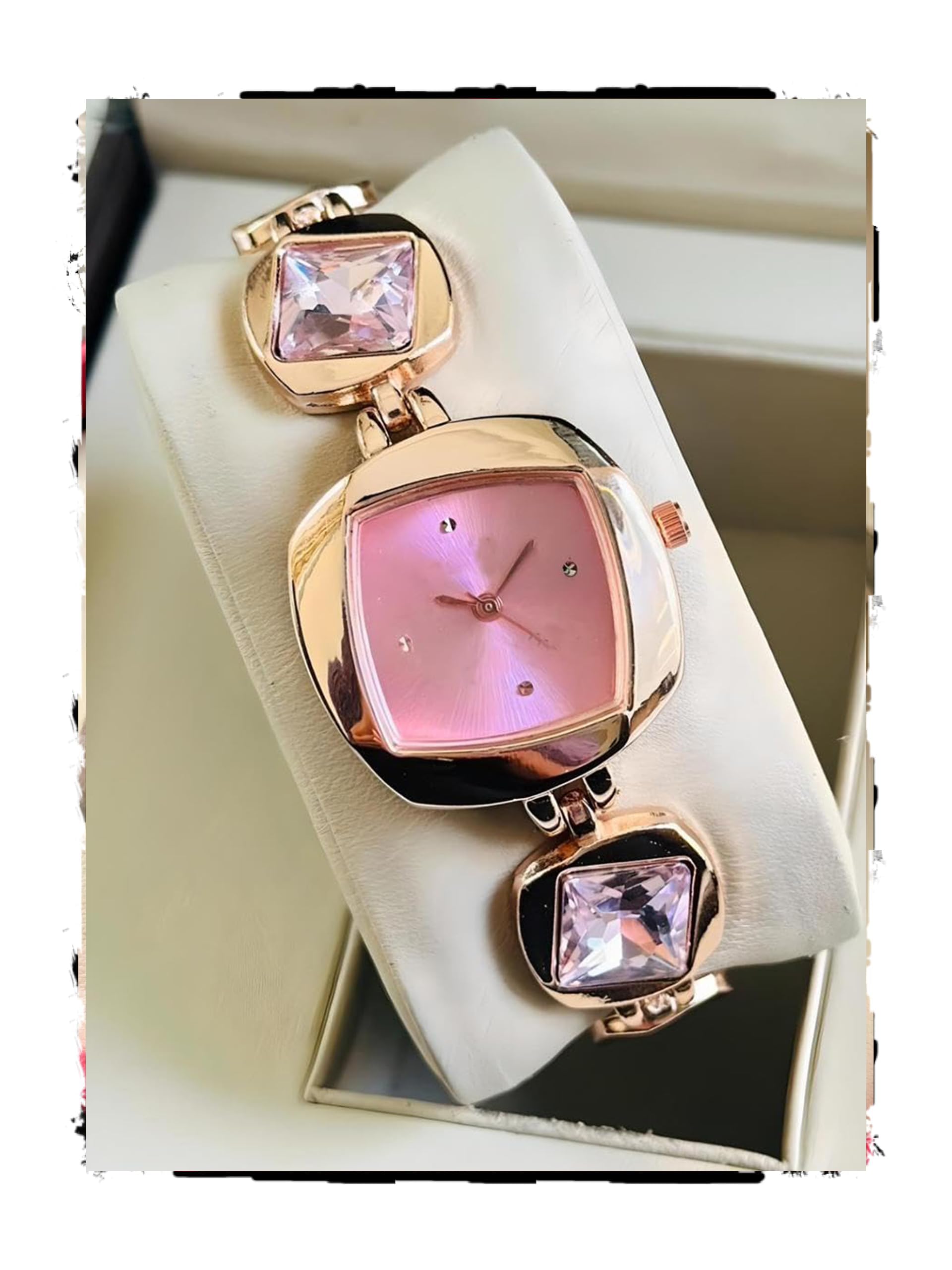 Luxury Dial in Square case with Ston Studded brecelet Strap Quartz Analogue Wrist Watches for Women's & Girls&Miss&Ladies