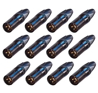 12 PACK NEUTRIK NC3MXX-B 3-Pin XLR Male Cable Mt Connector Black w/Gold Pins