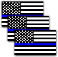 Vista 8 de ANLEY Calcomanía de bandera nacional de Estados Unidos de 5 x 3 pulgadas, diseño de rayas reflectantes negras, blancas y rojas, calcomanías