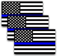 Anley 5 X 3 inch Thin Blue Line US Flag Decal - Black White and Blue Reflective Stripe American Flag Car Stickers - Support Police and Law Enforcement Officers (3 Pack) - coolthings.us