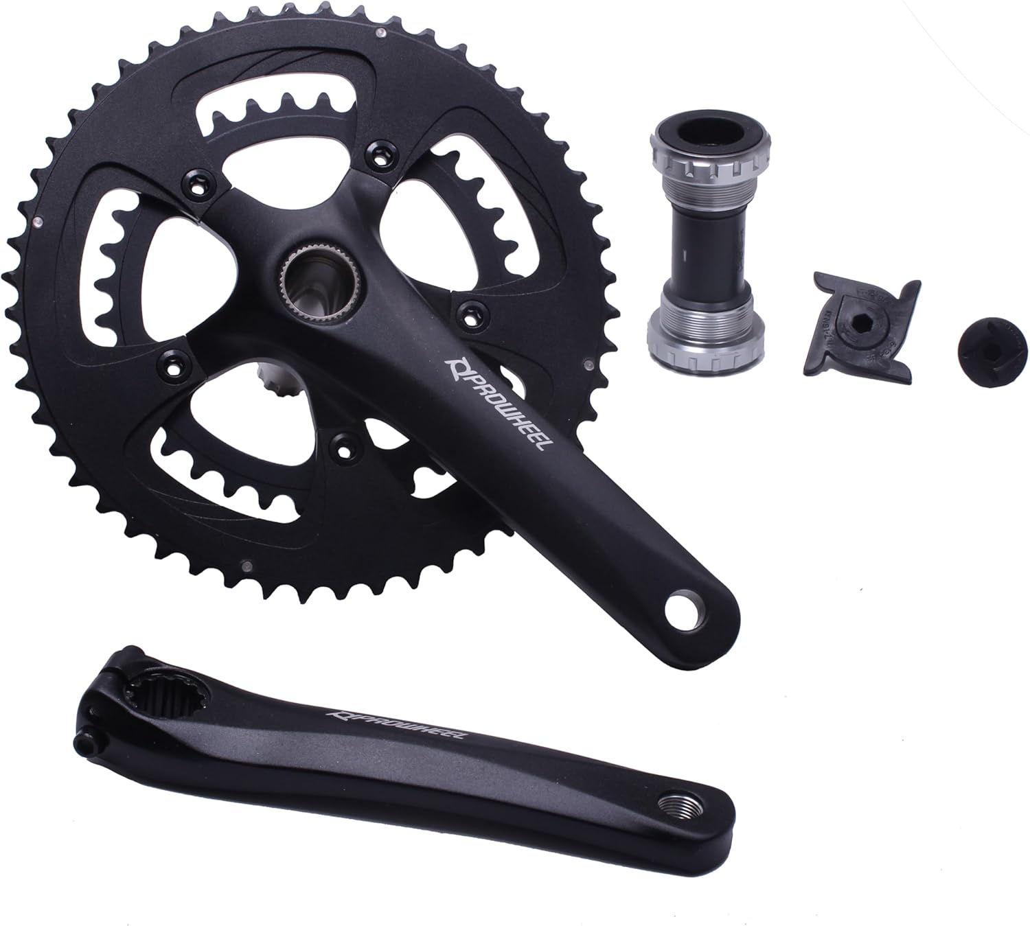 PROWHEEL 10/11 Speed 36-52T Hollow Integrated Road Bike Crankset,165MM/170MM/175MM BCD 110MM Forged AL-6061-T6 Road Crankset for Road Bike,Gravel Roads,Road Race