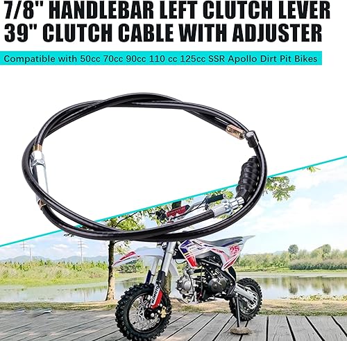 Miniatura 3 de Palanca de embrague izquierda para manillar de 78 pulgadas y cable de embrague de 39 pulgadas con ajustador compatible con motocicletas de motocross