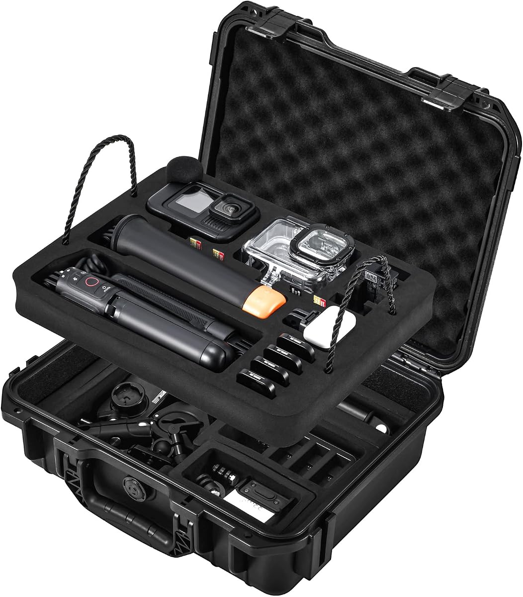 Carrying Case Organizer For Gopro Hero 13/12/11/10 Lit Hero 4K Accessories | Travel Hard Media Mod/Volta/Protective Housing/Chest Waterproof Storage Carry Cases 12.4*4.7*10.4inch
