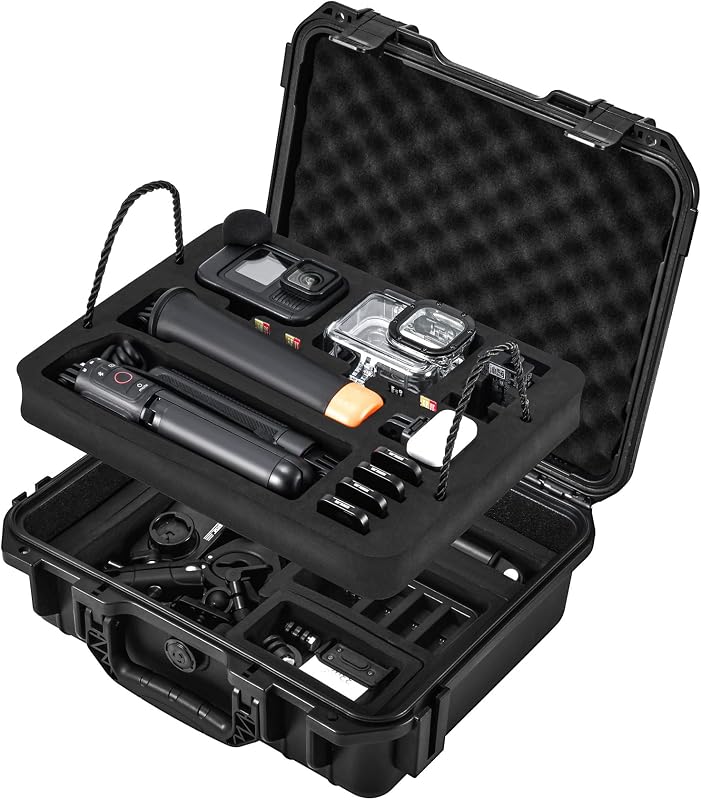 Carrying Case Organizer For Gopro Hero 13/12/11/10 Lit Hero 4K Accessories | Travel Hard Media Mod/Volta/Protective Housing/Chest Waterproof Storage Carry Cases 12.4*4.7*10.4inch