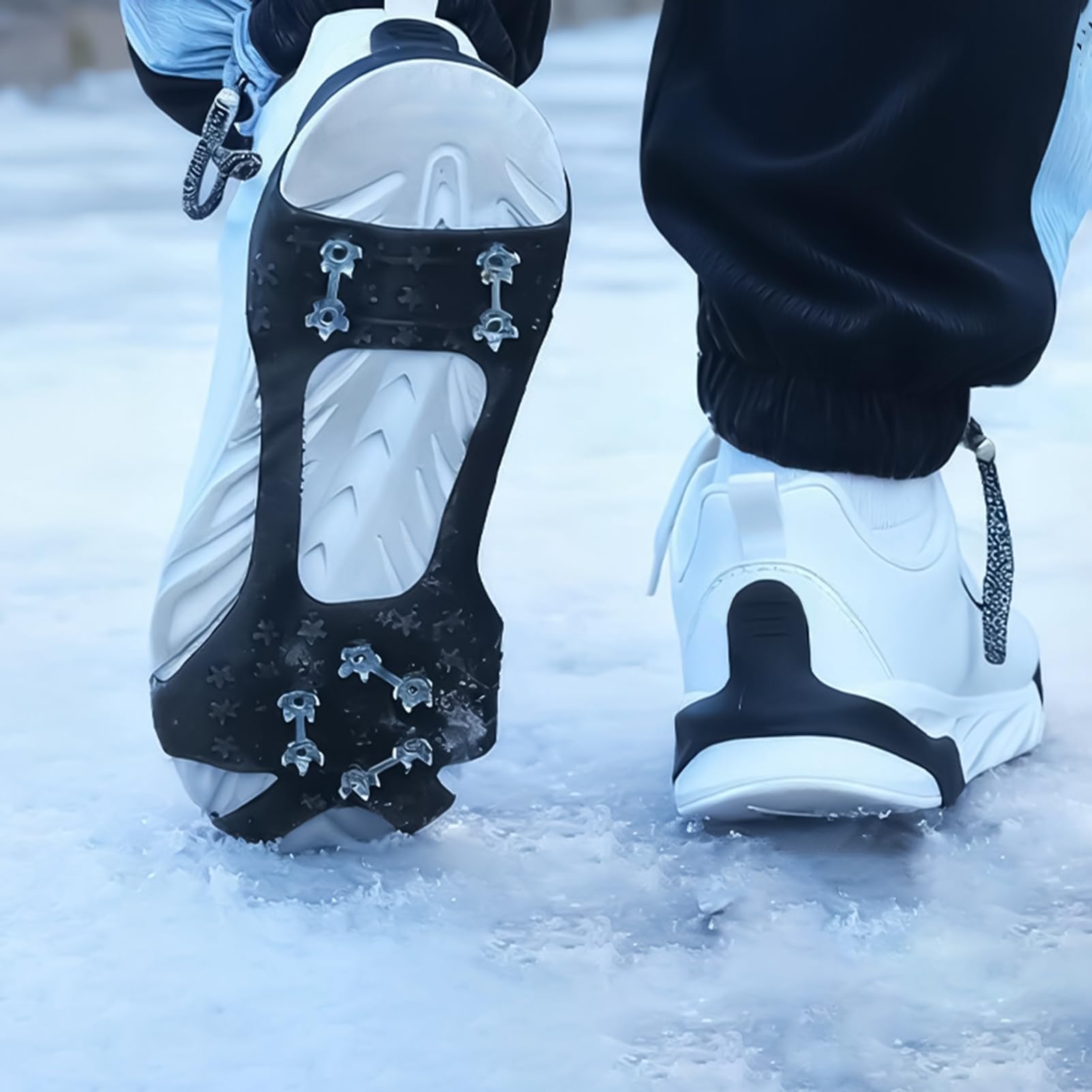 Tacchetti da ghiaccio antiscivolo per scarpe, 10 tacchetti per la trazione del ghiaccio, per lavoro all'aperto, inverno, pendolarismo, escursionismo, camminata, arrampicata, alpinismo, mattina