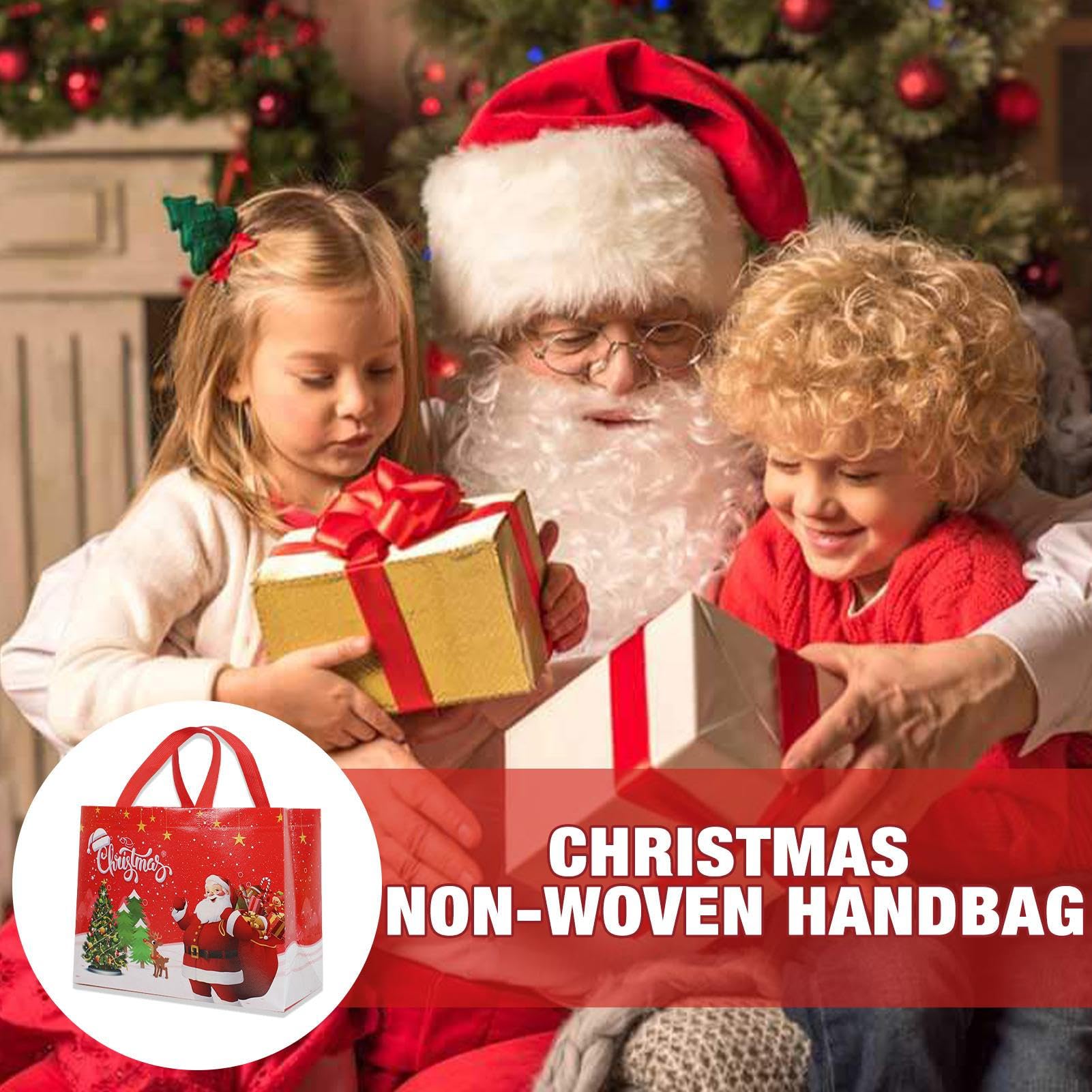 4 Pezzi Sacchetti Regalo Natalizi Grandi Riutilizzabili con * Borse per Natale in TNT, Cestini Festivi per Dolciumi e Feste, Accessori per Capod