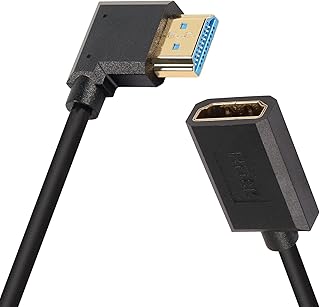 PNGKNYOCN 8K HDMI Short Cable,1FT/0.3M 90 Degree Ultra High Speed Right Bend HDMI 2.1 Male to Female Extension Cable Support 8K@60Hz,Dynamic HDR,HDCP 2.2&2.3, eARC (R)