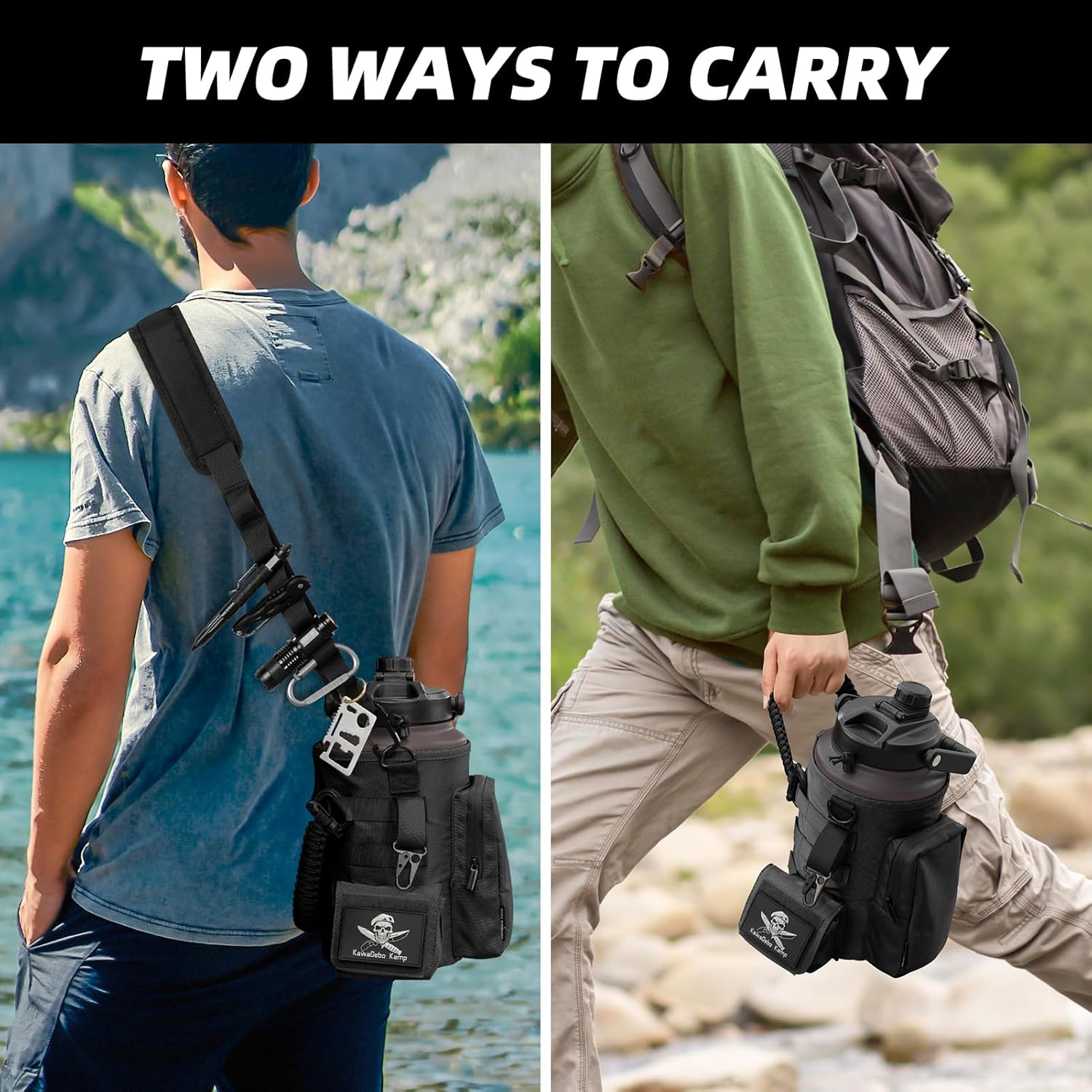 Molle Water Bottle Holder - Tactical Water Bottle for Walking, Gym, Camping, Fishing, Hunting
