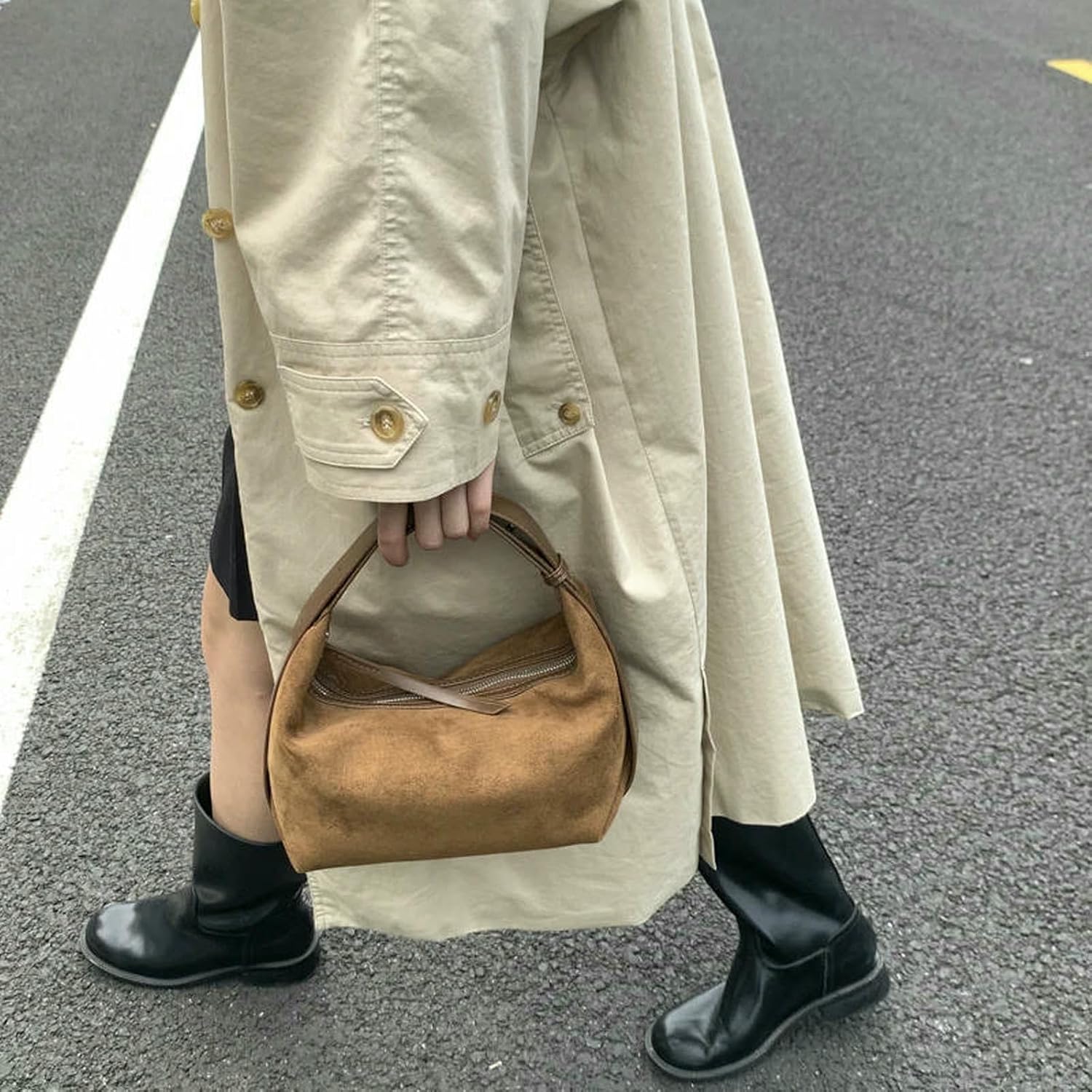 Women'S Handbags Retro Shoulder Bag Women Crescent Crossbody Satchels Work Travel Bags Winter Brown Purse