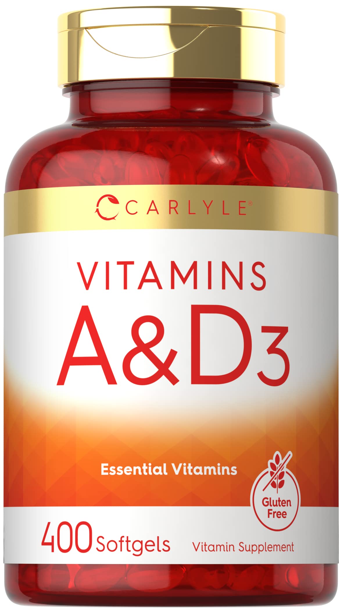Carlyle Vitamin A and D Supplement | 400 Softgels | 1500 mcg Vitamin A and 400 IU Vitamin D3 | Non-GMO, Gluten Free