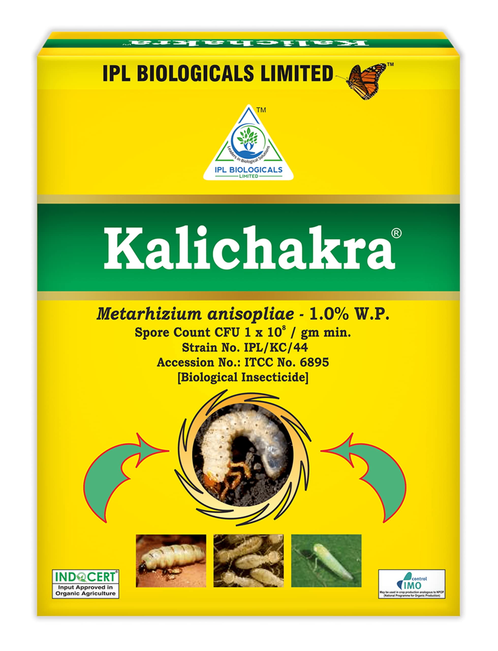 Kalichakra- 1Kg 1.0% W.P.- Metarhizium Anisopliae,Bioinsecticides,Effective Control of Root Grub, Termites & Sucking Pests