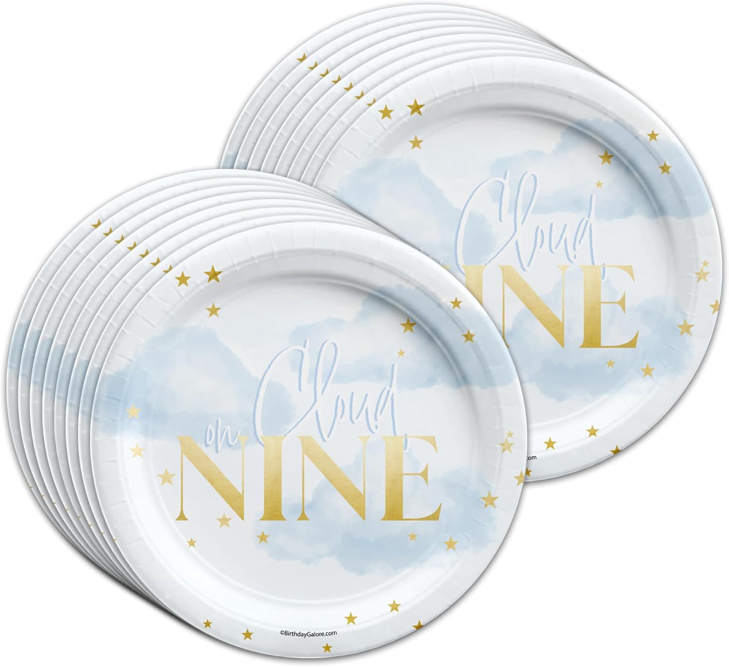 On Cloud Nine Birthday Party Supplies - Bridal Shower Tableware Set Includes Plates Napkins Cups - Kit for 16 - Image 2
