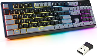 KLIM Wireless Gaming Keyboard RGB - Rechargeable Water-Resistant Backlit