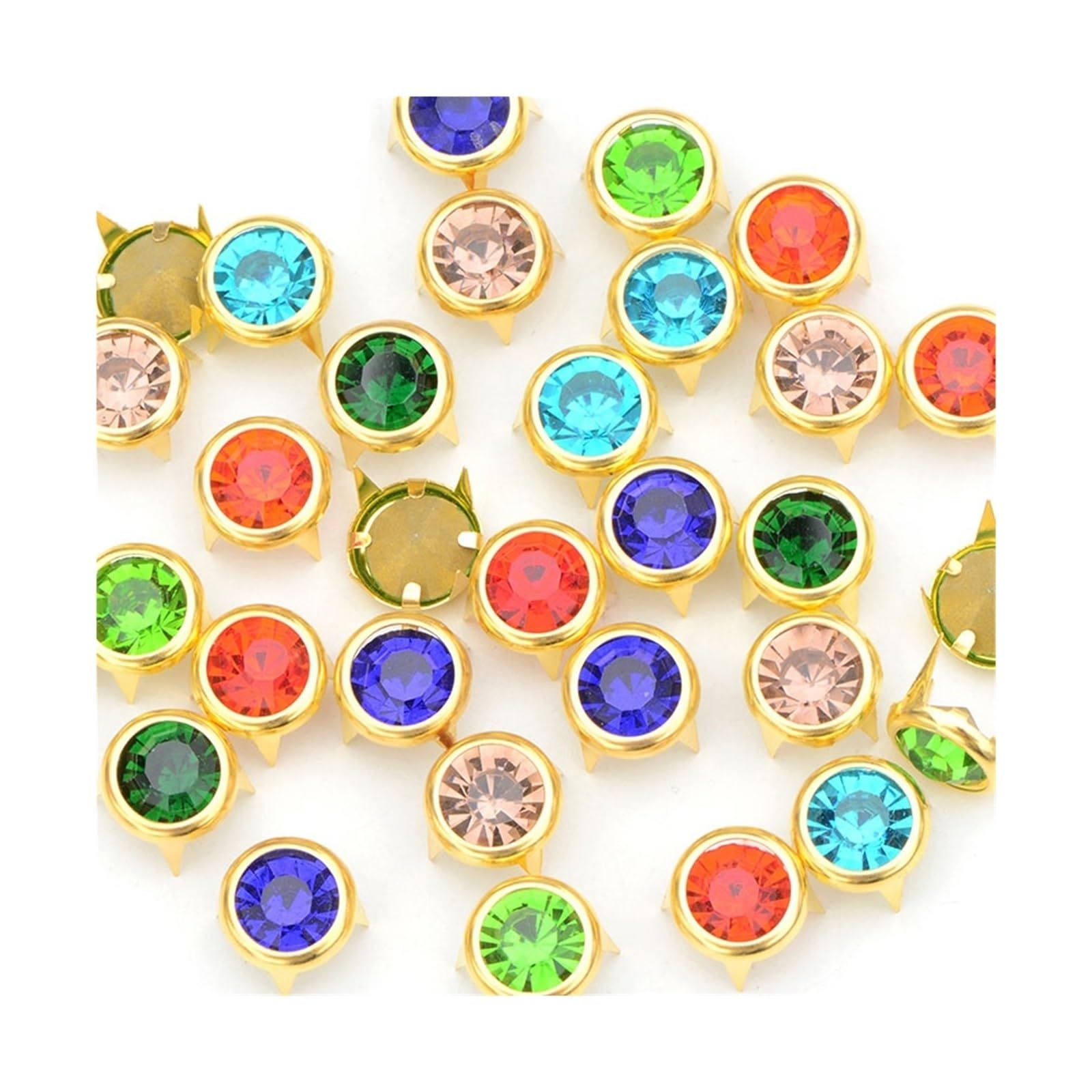 Mlyvax Random Mix 250 Pcs 10Mm Gold Claw Rhinestone Rivet Metal Studs For Leather Diy Crafts