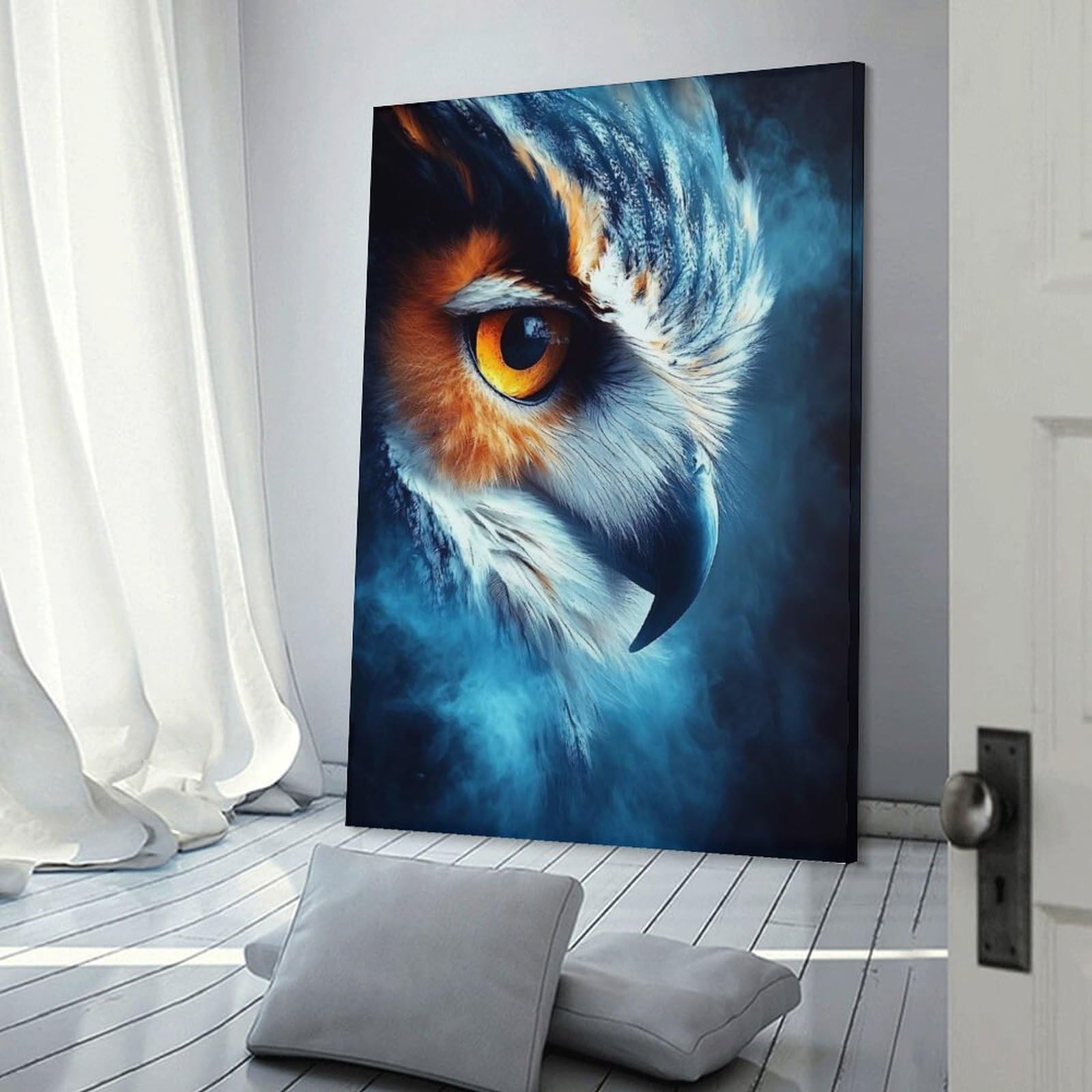 Close-up of An Owls Eye Canvas Wall Decor, 08x12inch(20x30cm), for Art Walls, Layered Displays Or Homes, Home Wall Art for Statement Displays