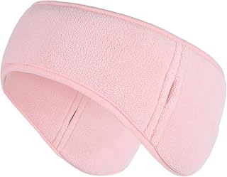 Winter Ear Warmer Headband Warm Windproof Fleece Ear Muffs Stretchy Sport Headband with Eyeglass Hole Ski Head Band for Women Man Outdoor Sports Running Hiking Cycling Tennis (Pink)