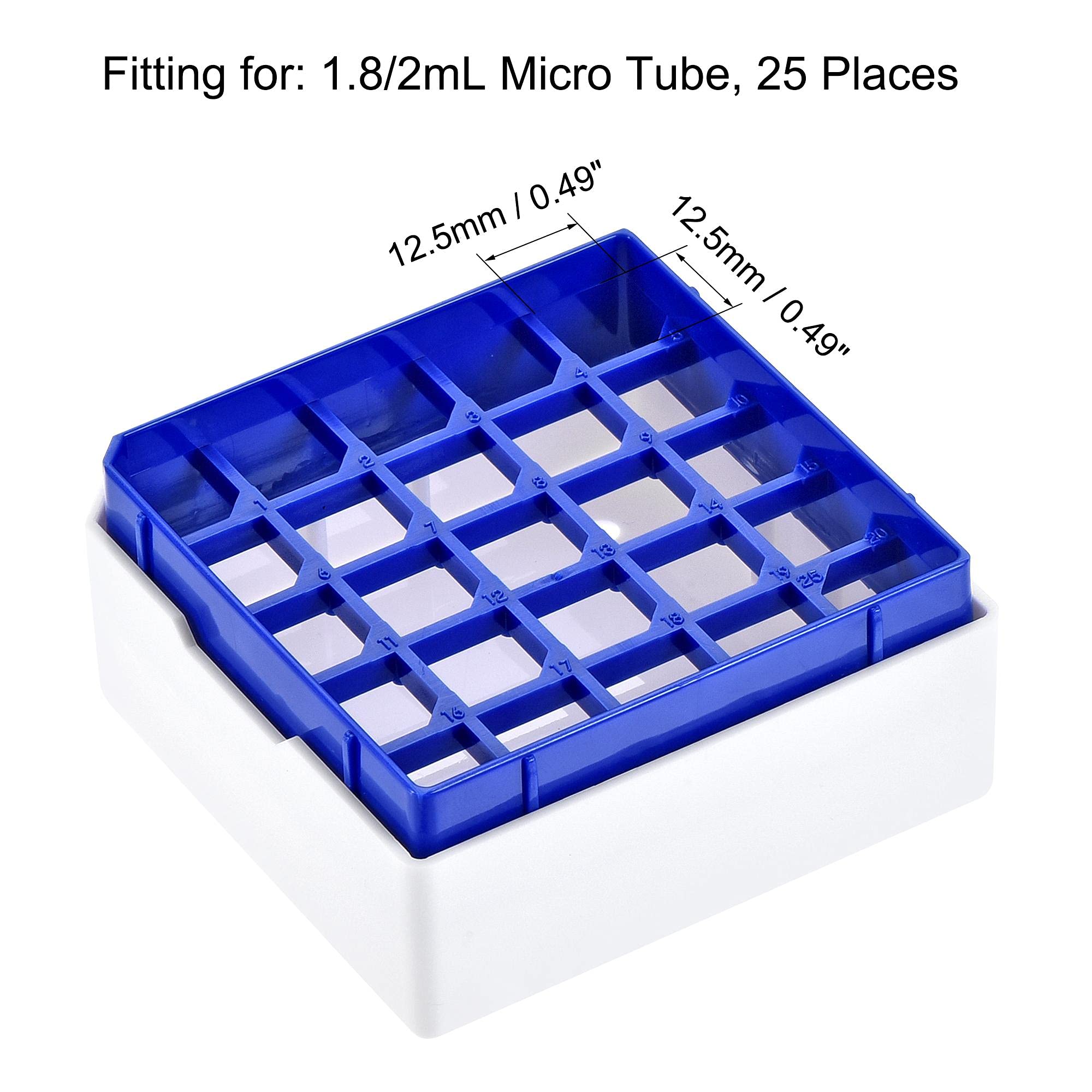 Uxcell 4-Pack Centrifuge Tube Storage Box - 25 Place Freezer Rack For 1.8/2ml Tubes, Waterproof PP