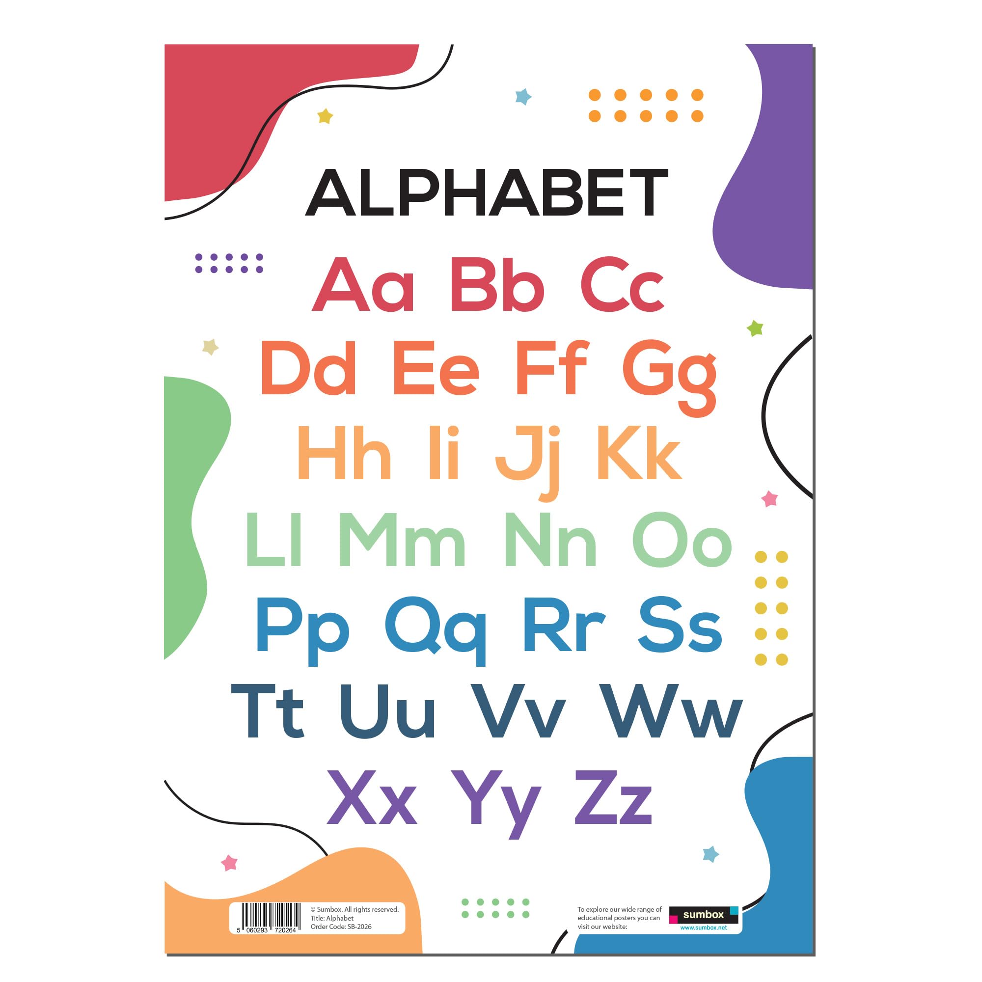 Sumbox Educational A3 Posters for Toddlers - Alphabet ABC, Numbers, Shapes & More - Kids Learning Posters for Children, Early Years Nursery Decor, Preschool Wall Charts (Alphabet)
