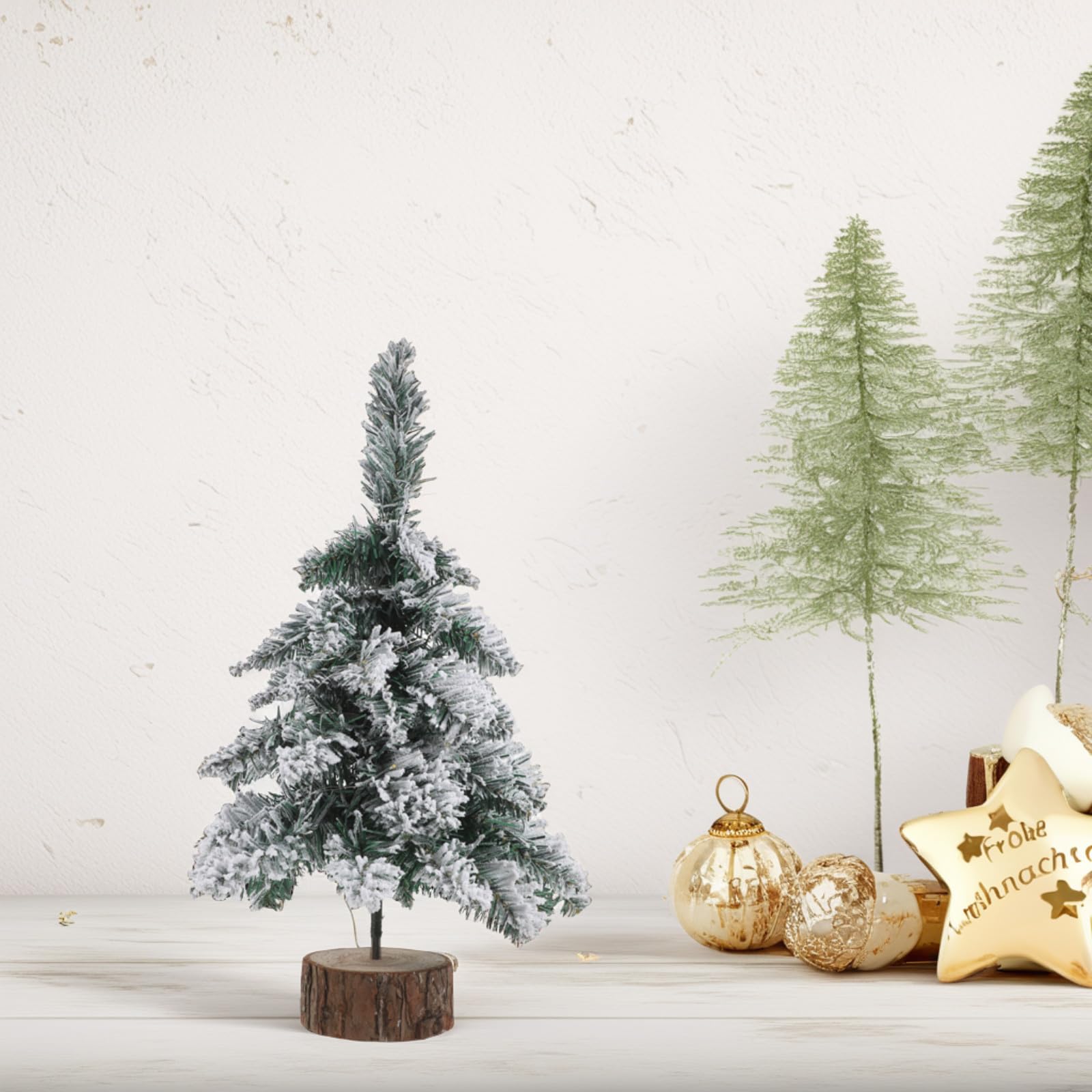 Toyvian 2 Pezzi Albero di Natale Mini da Tavolo Bianco in Pvc con Luci LED