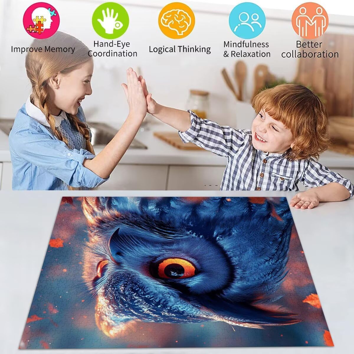 Puzzle Erwachsene 2000 Teile Eule Tier Educa Jigsaw für Kinder ab 8 Jahren Mädchen Jungen, Erwachsene Impossible Klassische Puzzles Schwer, Anspruchsvoll Spielspaß, Als Familienspiel 70x99cm t-708