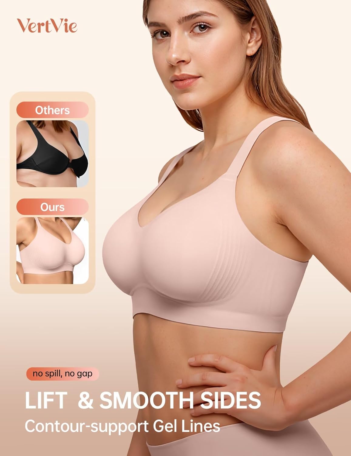 Vertvie Bras for Women No Underwire Wireless Push Up Seamless Full Coverage Comfort Sports Everyday Bra Regular & Plus Size - Image 3