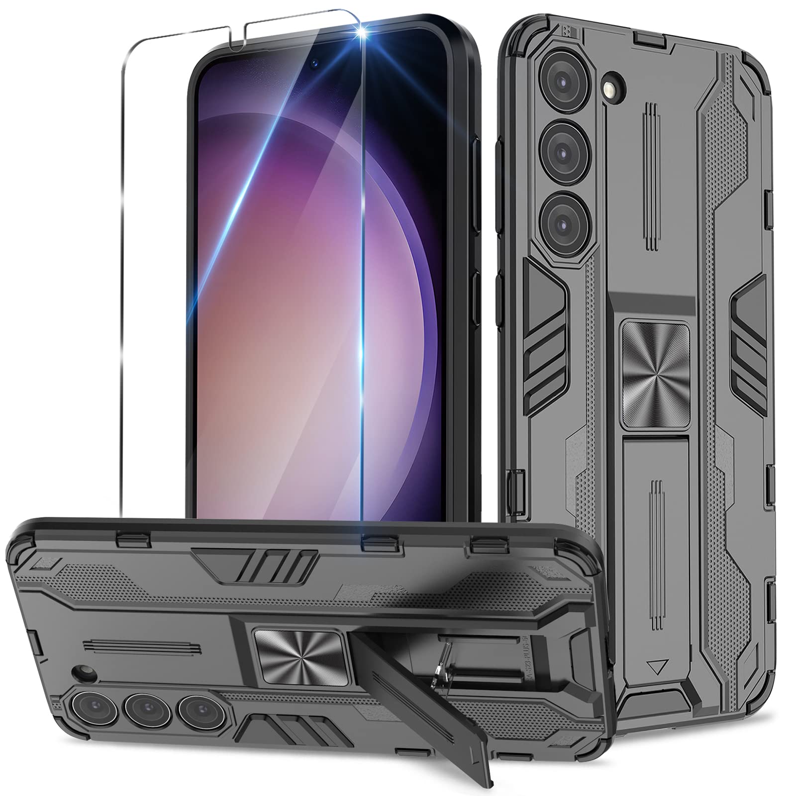 Funda para Samsung Galaxy A13 4G con Cristal Templado Protector Pantalla, Carcasa Antigolpes con Soporte anular metálico, Case Protectora de Grado Militar, Negro — view 225