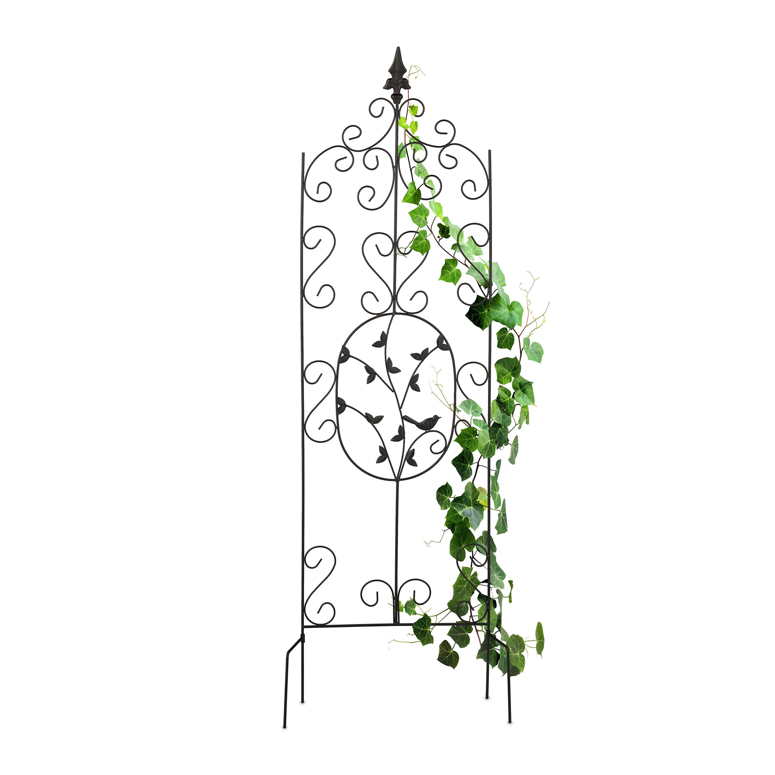 Relaxdays Tuteur à Plantes, métallique (Fer), Treillis au Design Vintage, à Planter, H x L : 122 x 34,5 cm, Noir