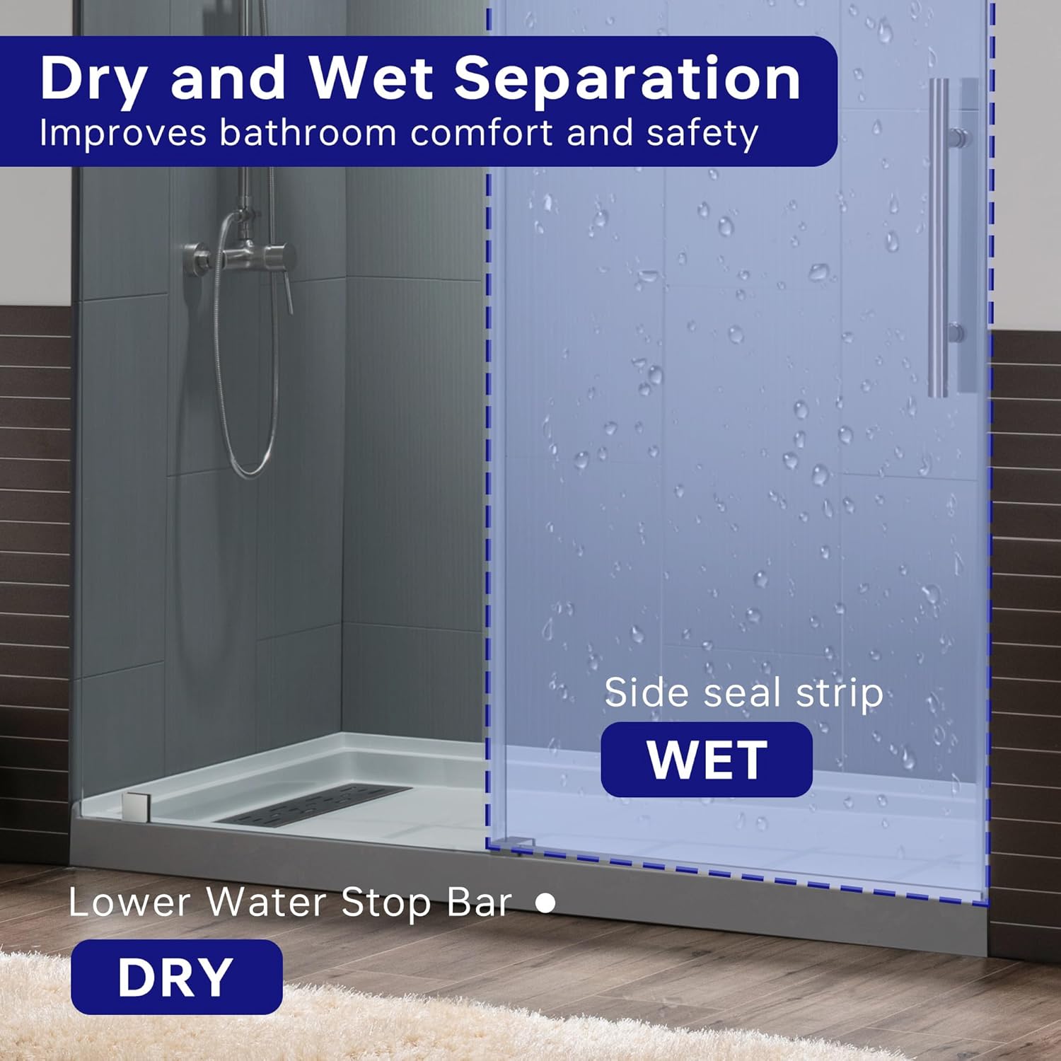 WOODBRIDGE Frameless Sliding Shower, 56"-60" Width, 76" Height, 3/8" (10 mm) Clear Tempered Glass, Brushed Nickel Finish, Designed for Smooth Door Closing