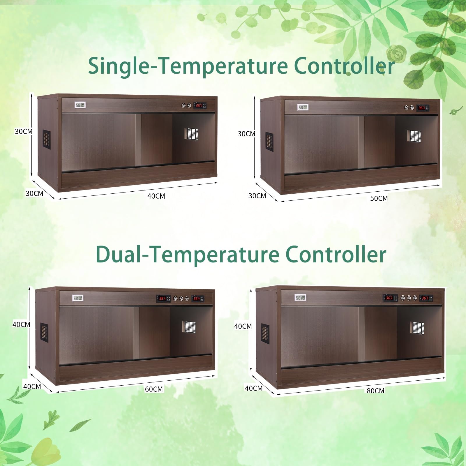 Hábitat de salón de Reptiles con termostato, terrario de Madera for Reptiles con ventilación de Aire de Metal, recinto de Puerta corredera Transparente acrílica for pitón Bola(Na,11.89gal)