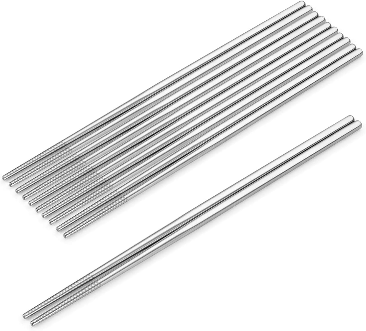 SHARECOOK Stainless Steel Chopsticks Set, 9.45 Inches, 5 Pairs, Dishwasher-safe