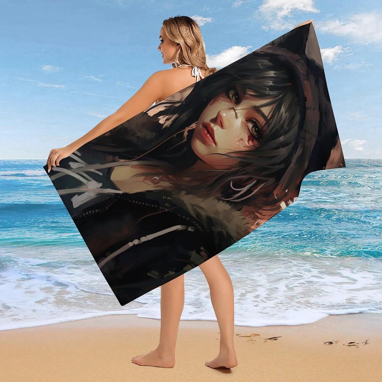Smokey Anime Microfiber Beach Towel Quick Dry Towels image 4
