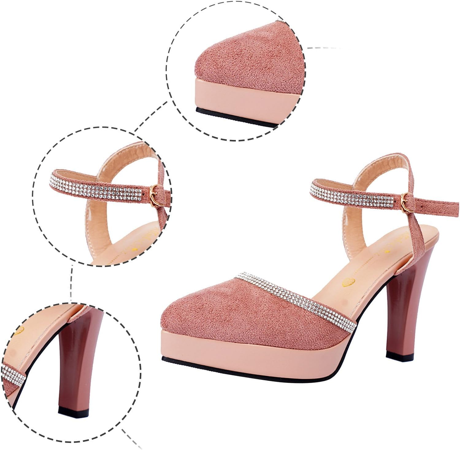 Elegant Women's Chunky Heel Traditional Costume Dancing Shoes with Buckle Closure for Bridal and Ballerina Events