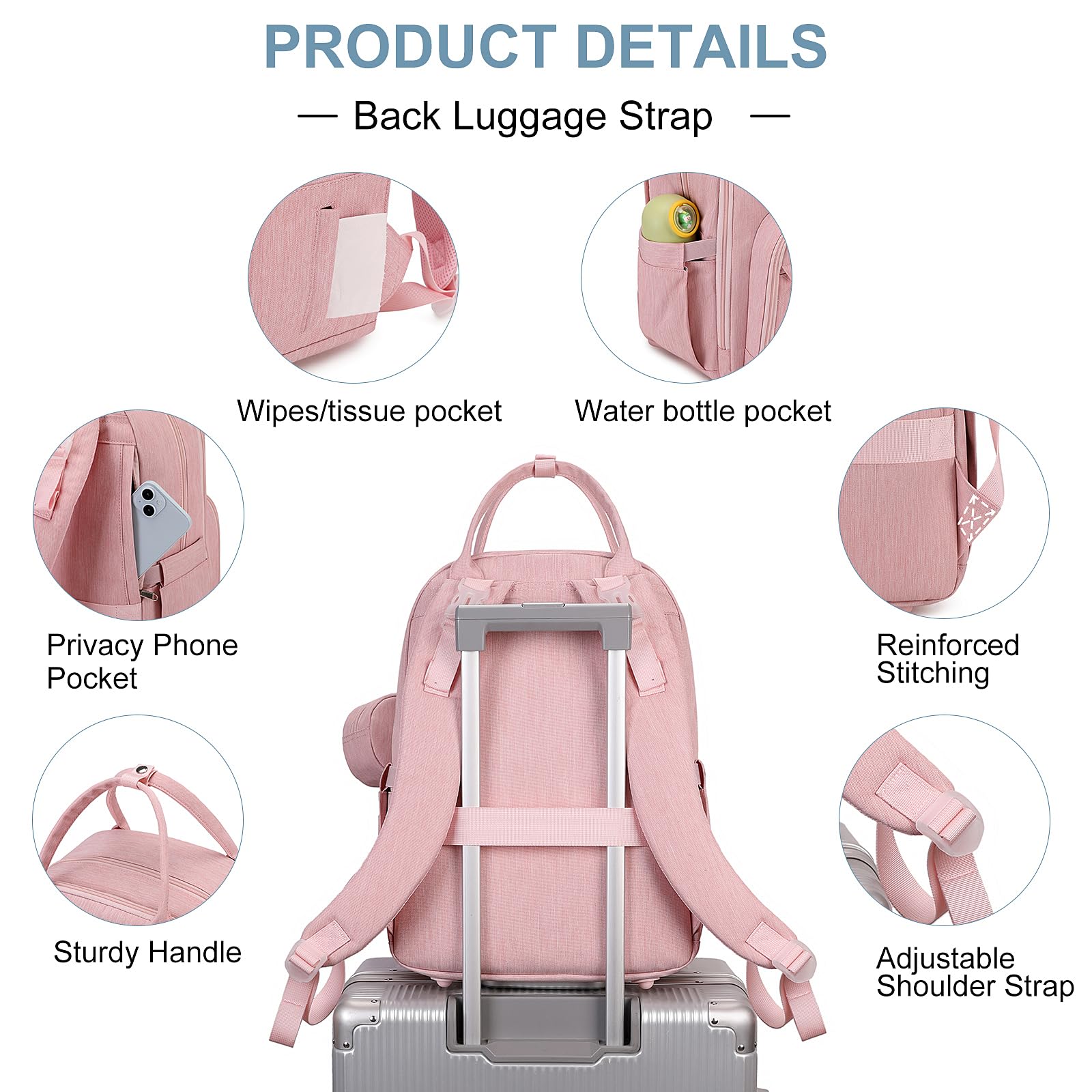 MOONBABY Wickeltasche Rucksack, Baby-Wickeltaschen mit tragbarer Wickelunterlage und Schnullertasche