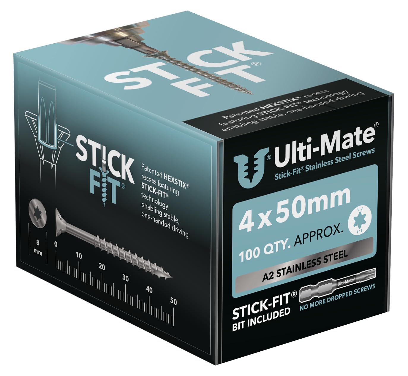 Ulti-Mate Stainless Steel Woodscrews - 4.0 x 50mm - Box 100 pcs