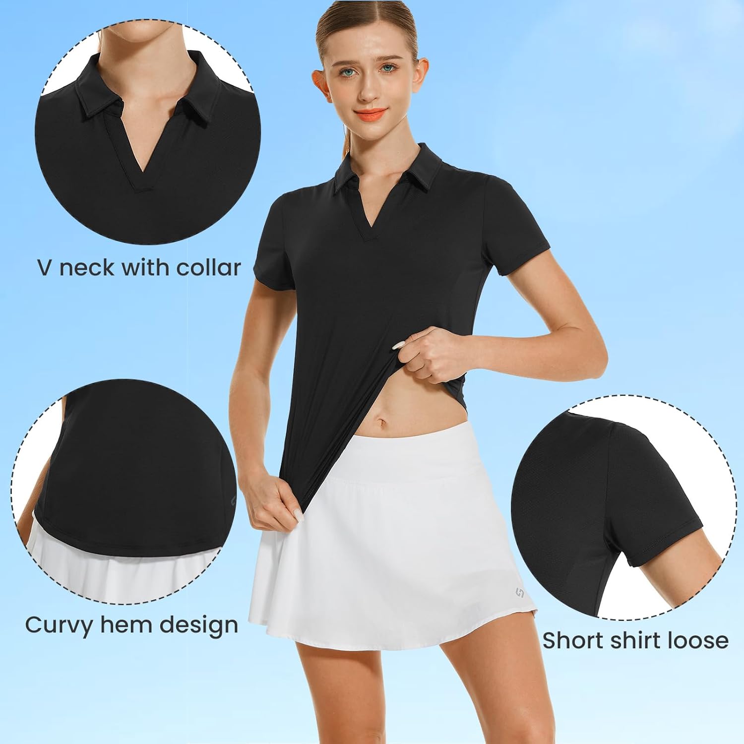 HODOSPORTS Women's Golf Polo Shirts Short Sleeve Collared V Neck Tennis Shirt Quick Dry Fit UPF 50+ Golf Apparel Clothes - Image 4