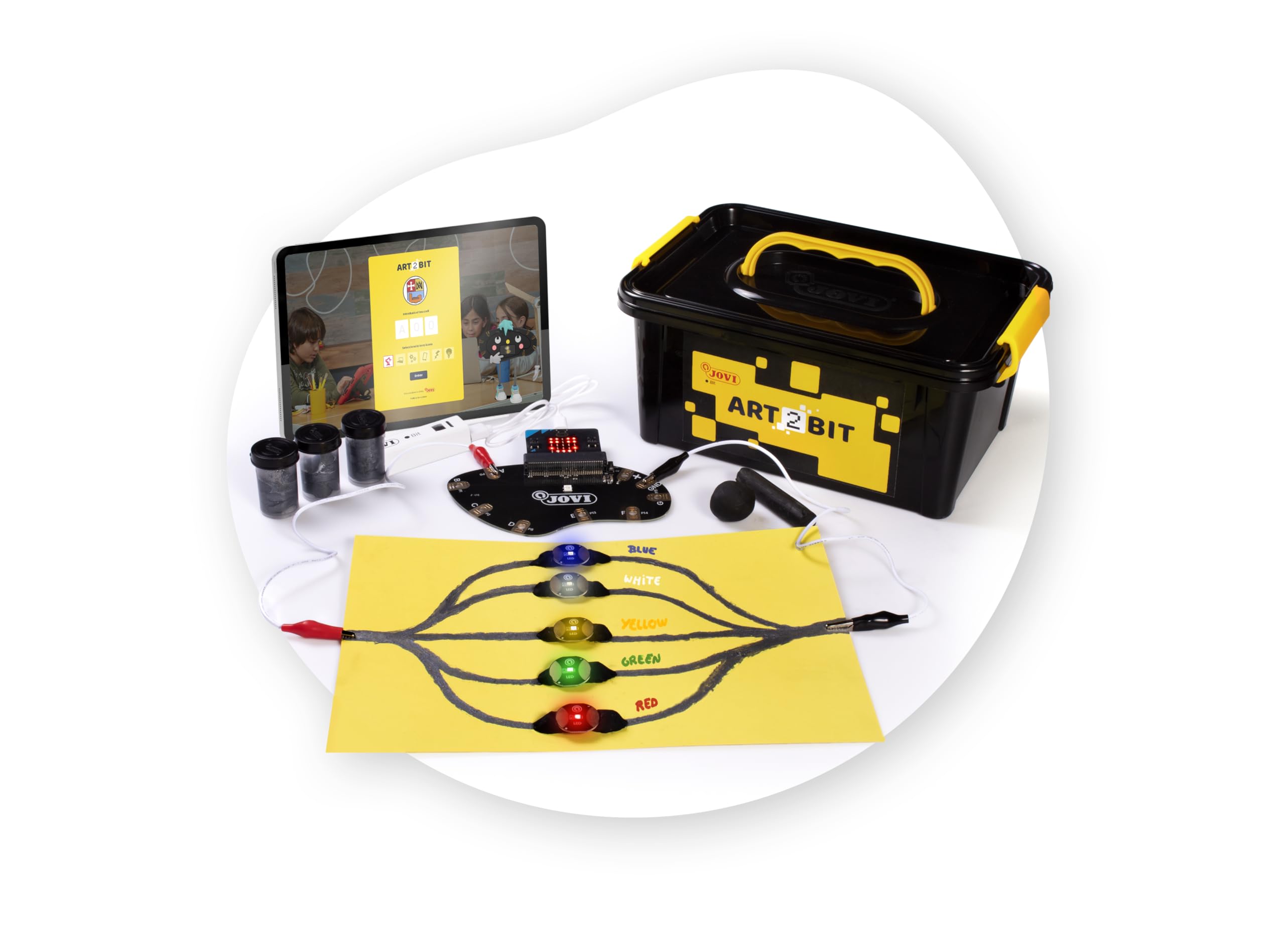 Jovi Starter-Set, 3 Technologiekoffer mit Steam-Aktivitäten für insgesamt 12 Schüler, einschließlich Micro:bit-Platten, Verlängerungsplatte und Anderen notwendigen Komponenten