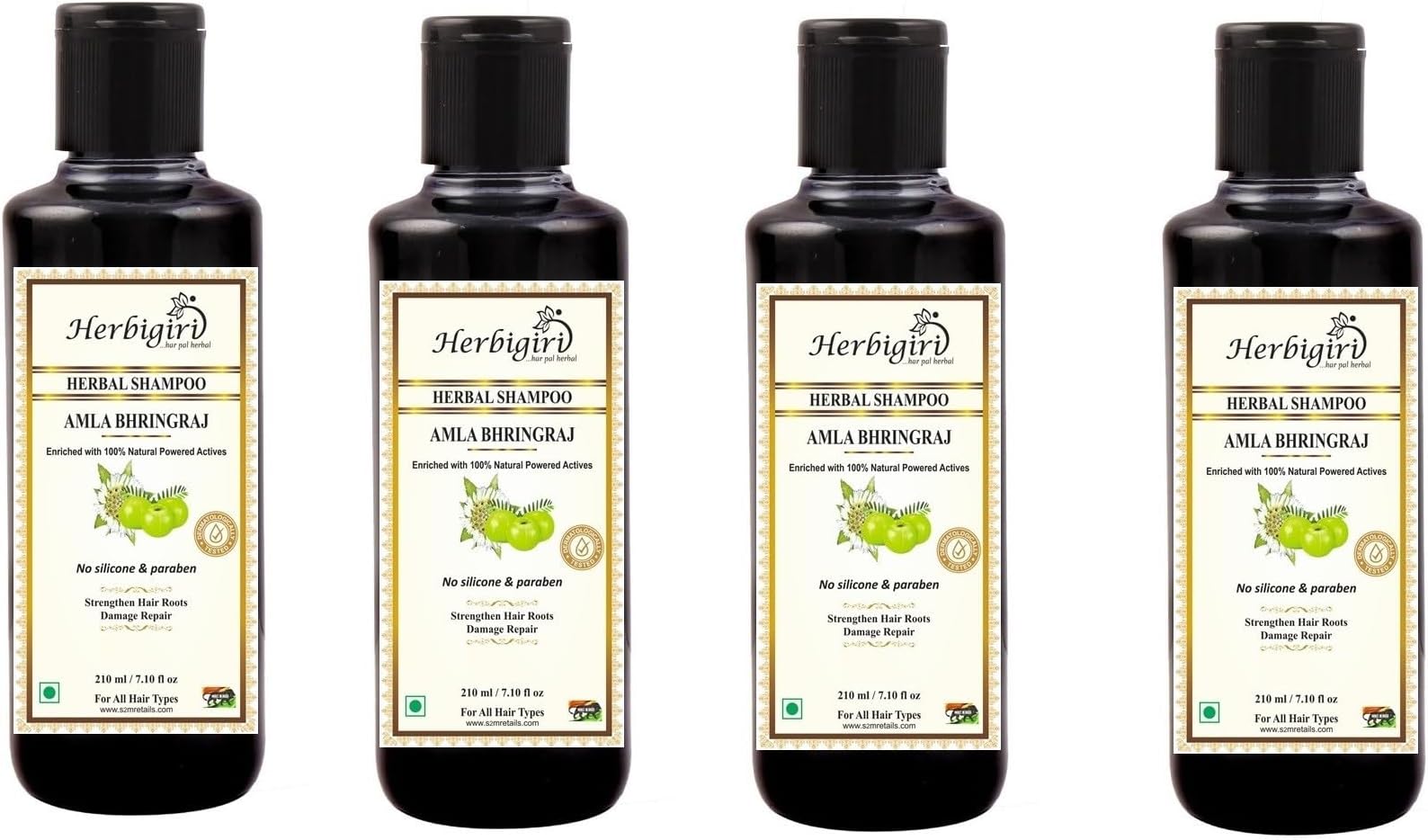Khadi Natural Herbal Amla Bhringraj Shampoo For Men And Women Pack of 4