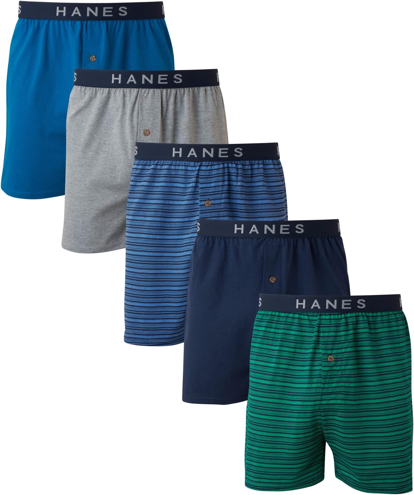 Men's 5-Pack Ultimate Dyed Exposed Waistband Knit Boxer with ComfortFlex Waistband - Assorted Colors