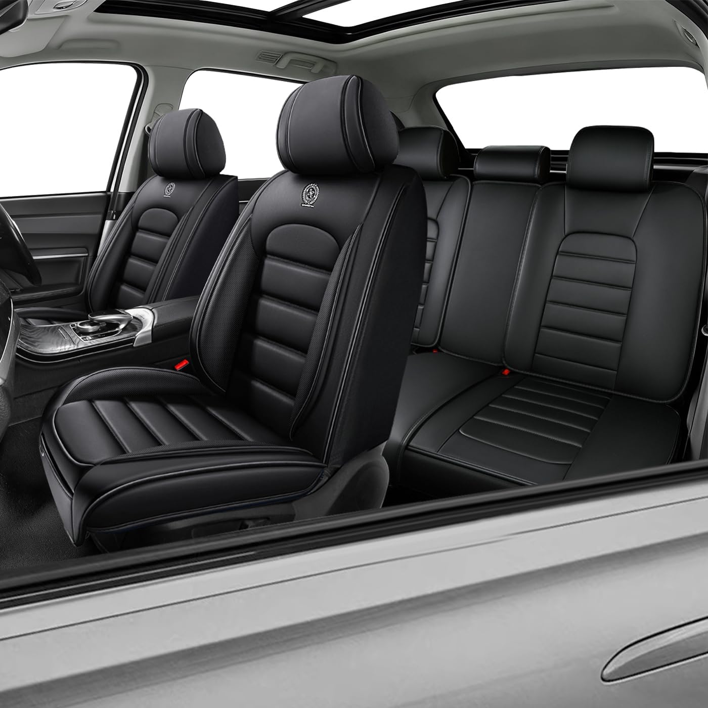 Car Seat Covers for Lacrosse,for Buick Lacrosse 2005-2019,Waterproof Leather Seat Covers,Compatible Airbag,Full Set Comfort Car Seat Protectors for Most Cars(Black)