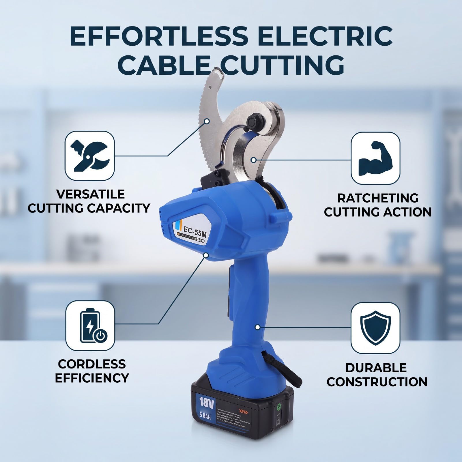 Luocute Coupe-câble à Cliquet sans Fil, électrique Robuste