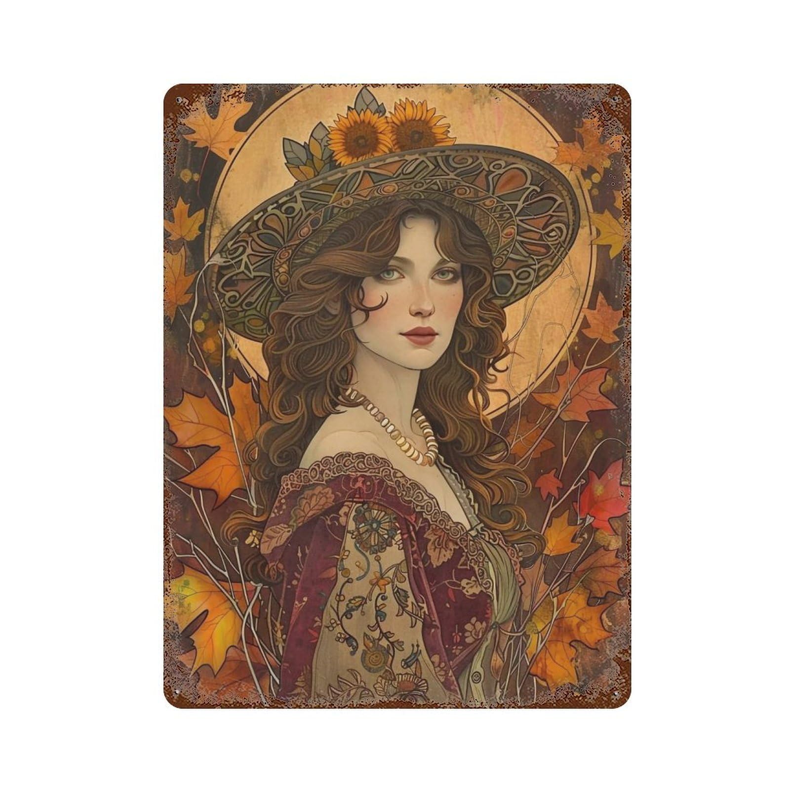 HDURYEYRYY Autumn Goddess 02 Wall Retro Iron Vintage Art Metal Tin Sign Poster Modern Home Cofffee Club Art Bar Shop Decor 40x30cm