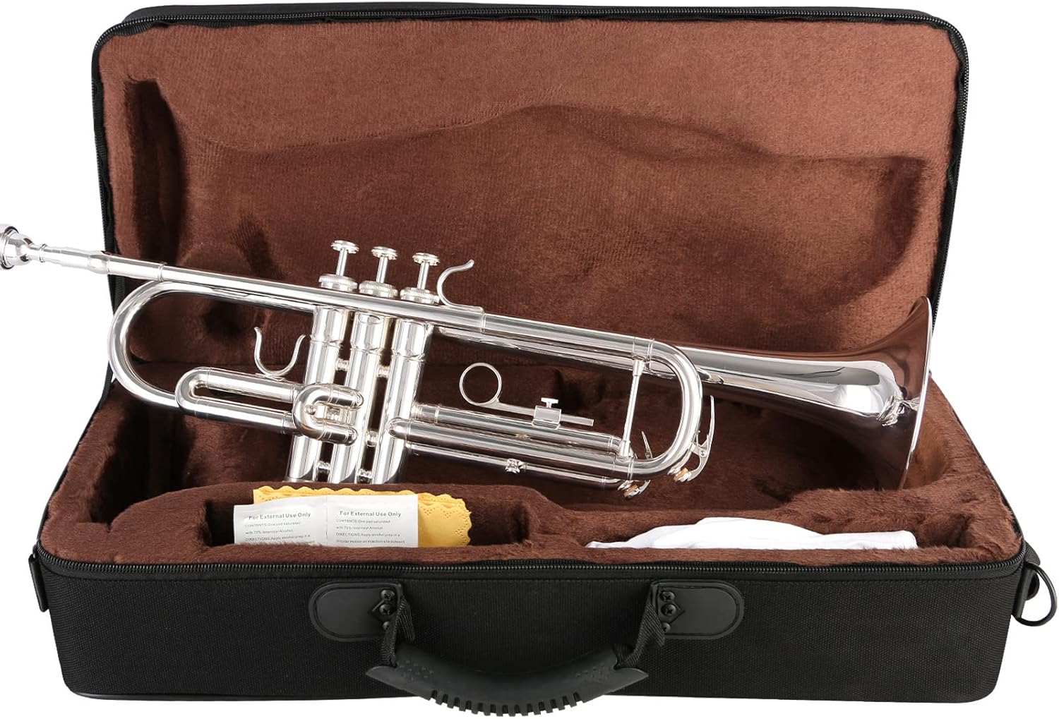 EASTROCK Bb Trumpet Standard Trumpet Set with Carrying Case,Gloves, 7C Mouthpiece, Tuning Rod (Silver)