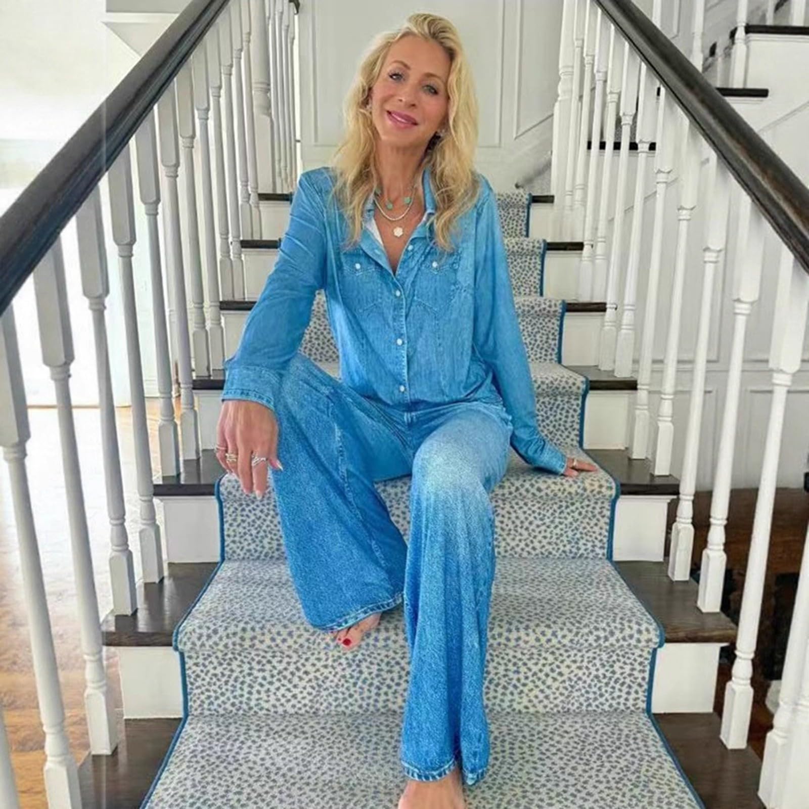 Jeans Baggy Donna Curvy Jeans Vita Alta Curvy Gamba Larga Pantaloni Denim Elasticizzati Leggeri Larghi Moda Pantaloni Baggy Casual Palazzo Wide Leg Pantalone Tempo Libero Taglie Forti Basic
