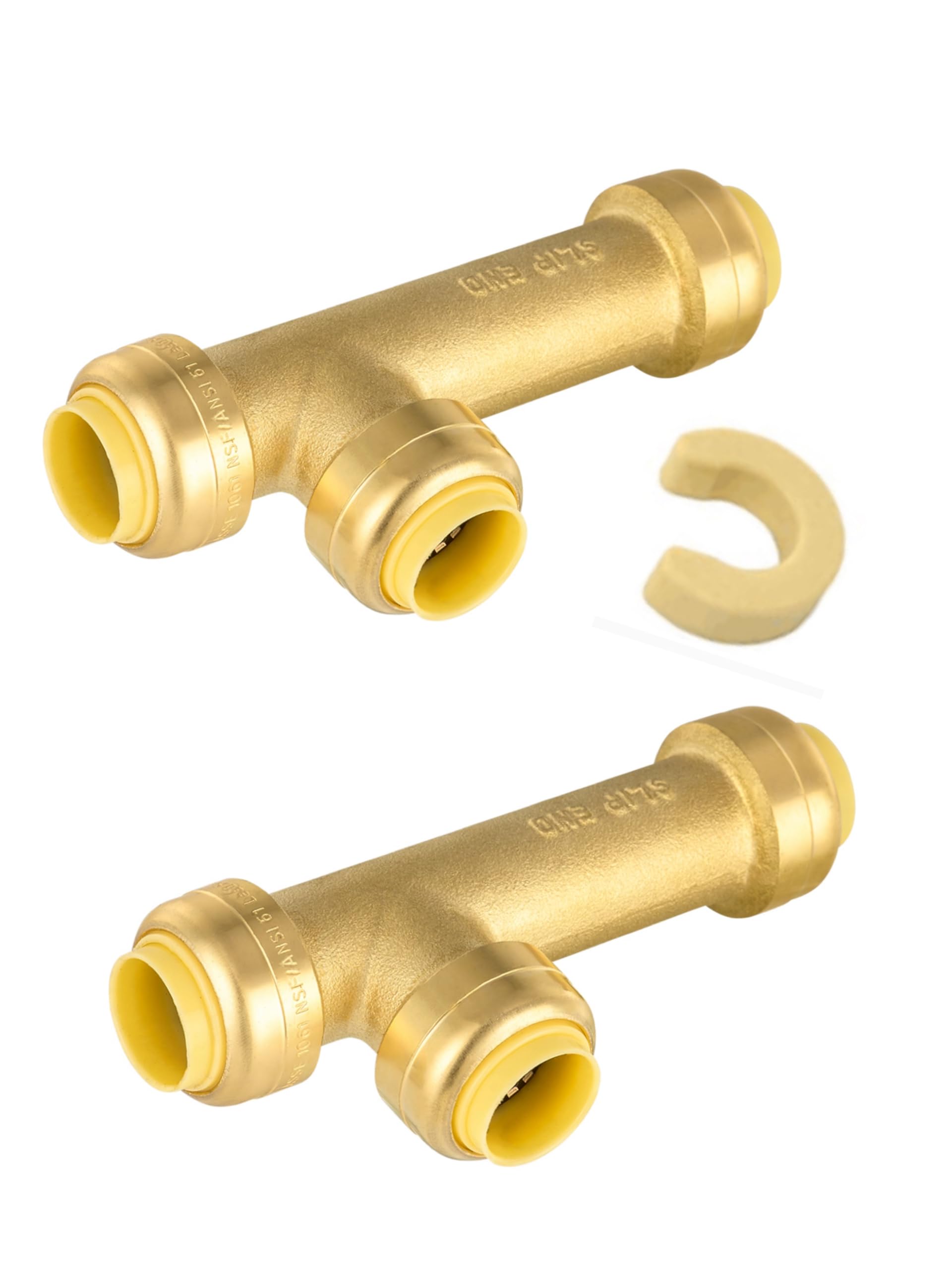 Paquete de 2 accesorios de latón EFIELD de 1/2 pulgada para conectar tubos de Pex, cobre, CPVC con un clip de herramienta de desconexión, agua potable y aplicación de calefacción hidráulica
