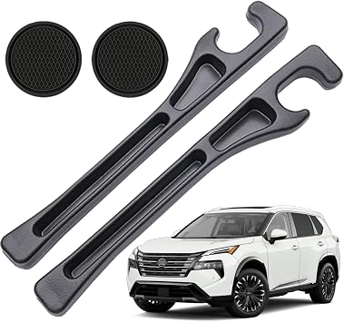 Car Seat Gap Filler Compatible with NissanRogue Accessories Seat Gap Plug Blocker with Storage Slot Organizer Non-Slip Car Cup Holder Coaster 2 Pack Black