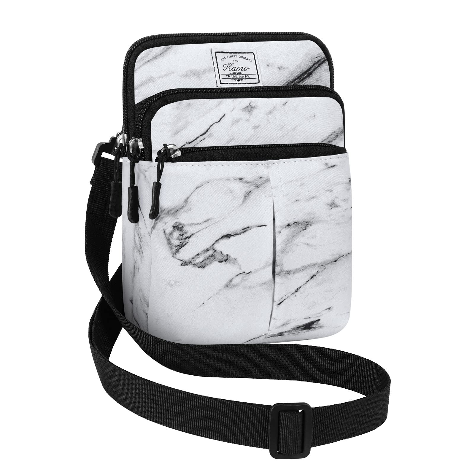 KAMO Multifunction Phone Bag One Shoulder Phone Waist Bag Diagonal Cross Bag Smart Phone Case Outdoor Bag Triple Zip Hipster Crossbody Purse for Women & Men N-Marble grain