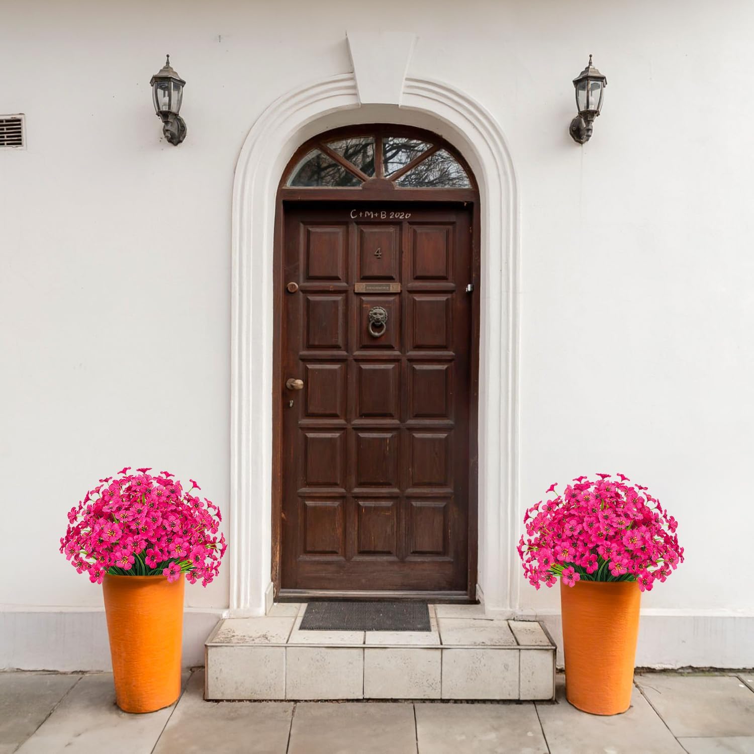 21 Bundles Outdoor Artificial Flowers UV Resistant Fake Silk Flowers No Fade Faux Plastic Plants Garden Porch Window Box Decoration(Rose Red) - Image 3