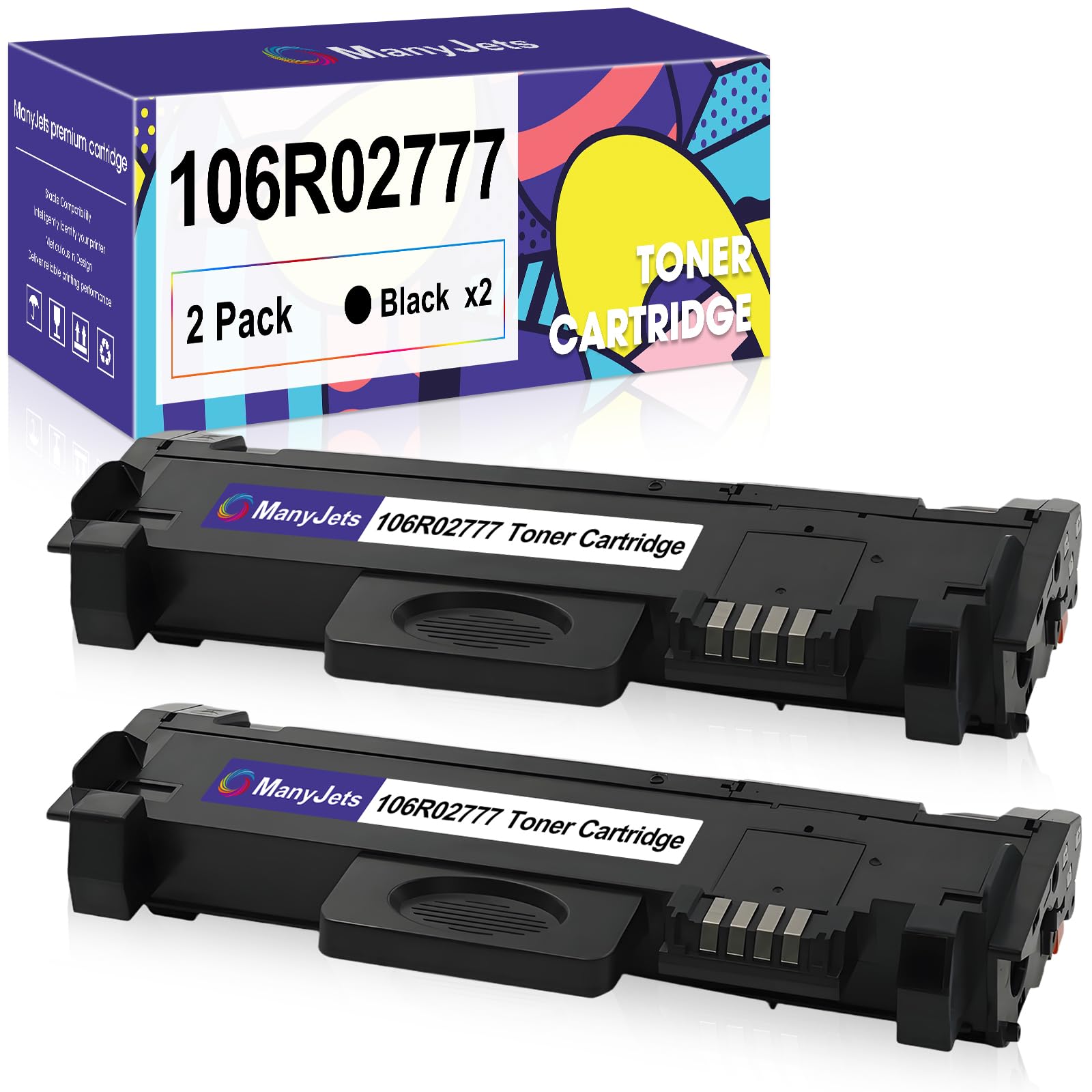 106R02777 Compatible Toner Cartridge Replacement for Xerox 106R02777 Black Toner Cartridge,Work with Xerox WorkCentre 3215 3215NI 3225 3225DNI Phaser 3260 3260DI 3260DNI 3052 (Black,2-Pack)