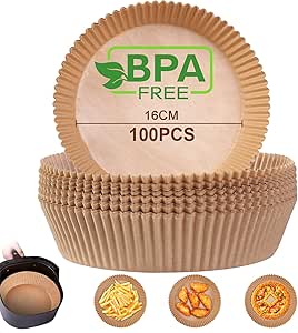 GRIFEMA Heißluftfritteuse Backpapier 100 Stück - Rund 16cm BPA-Frei