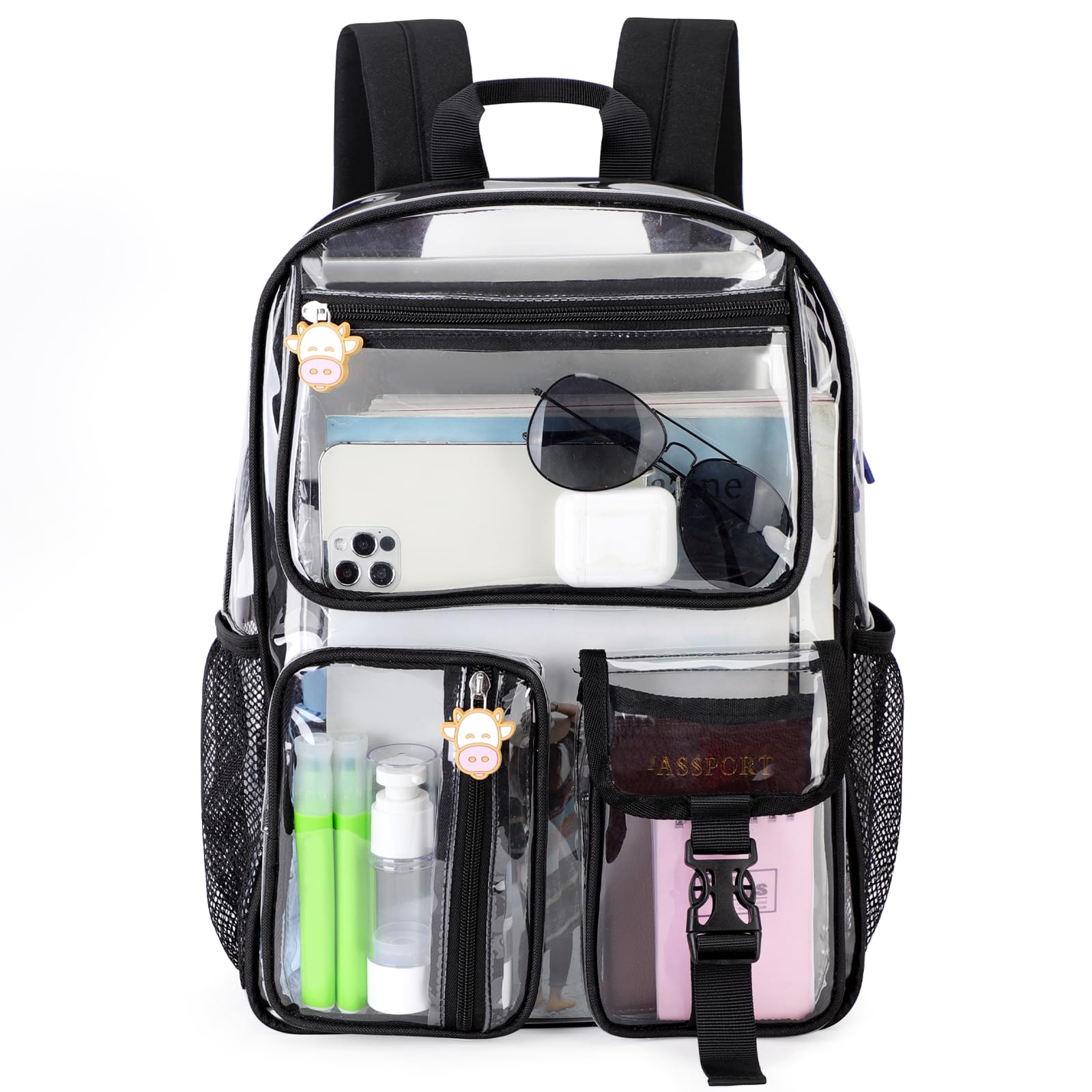 TINYAT Zaino trasparente Borsa trasparente resistente Zaino trasparente grande Approvato per lo stadio per college, concerti, sport